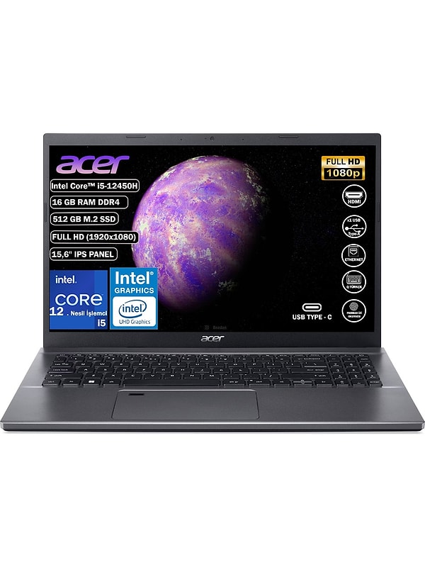 Acer Aspire 5 I5-12450H 16 GB 512 GB SSD Taşınabilir Bilgisayar