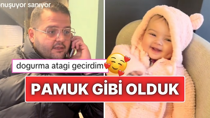 Pamuk Gibi Olduk! Telefonla Konuşan Babasının Kendisiyle Konuştuğunu Zannedip Gülücükler Saçan Bebek