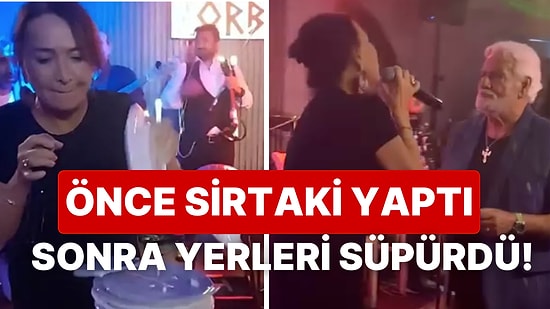 Fedon'un Sahnesine Konuk Olan Demet Akbağ Sirtaki Yaptıktan Sonra Kırık Tabakları Süpürdü