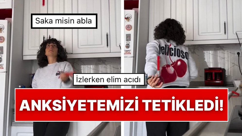 Havaya Attığı Bıçakları Eliyle Tutan Kadını İzlerken Panikatak Geçireceksiniz