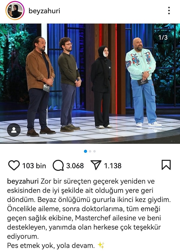 Beyza paylaşımında, "Pes etmek yok yola devam!" dedi.