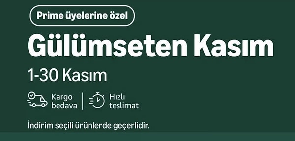 Amazon'un "Kasım Ayı Gülümseten Fırsatları" tüm hızıyla devam ediyor! Prime üyeleri, özel indirimlerle birbirinden cazip ürünleri en uygun fiyatlarla satın alma fırsatını yakalıyor.