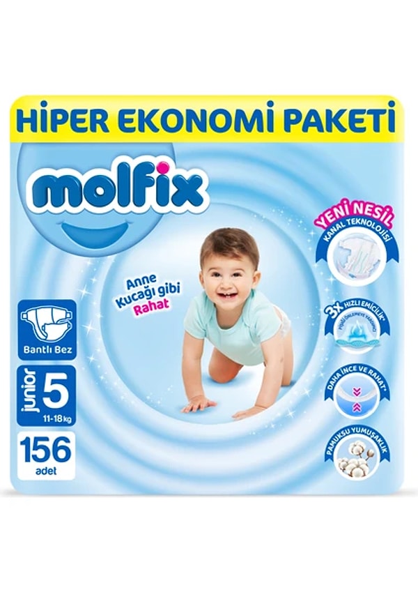 Molfix Bebek Bezi 5 Beden Junior Hiper Ekonomi Paketi