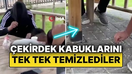 İnegöl’de Çekirdek Çitleyip Çöpünü Yere Atan Gençler, Ceza Almamak İçin Kabukları Tek Tek Topladılar