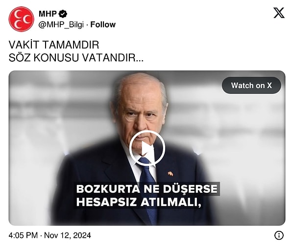 Akşam saatlerinde MHP’nin hesabından paylaşılan videoda ilginç ifadeler yer aldı.