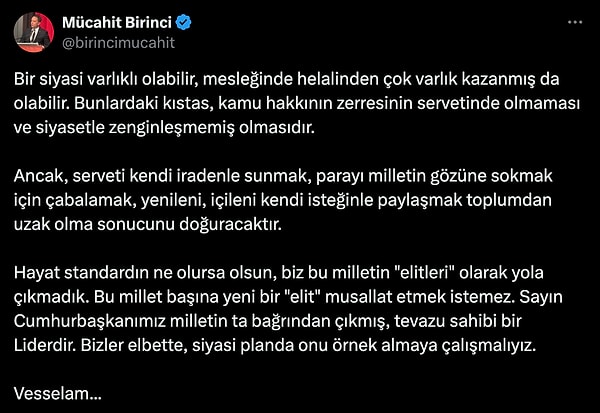 AK Parti eski MKYK üyesi Mücahit Birinci de Şebnem Bursalı’ya tepki gösteren isimlerden oldu.