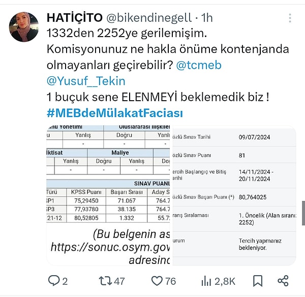 Ancak görünen o ki mülakat puanları yüzünden binlerce sıra geri düşmeniz mümkün.