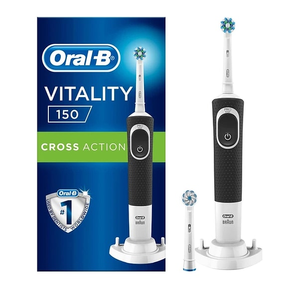 1. Oral-B Vitality D150 Şarj Edilebilir Diş Fırçası Cross Action+ 1 Yedek Başlık