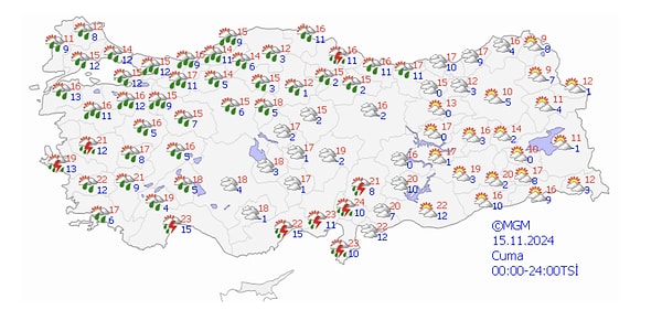 Meteoroloji Genel Müdürlüğü de (MGM) 5 günlük hava durumu raporunu yayımladı.