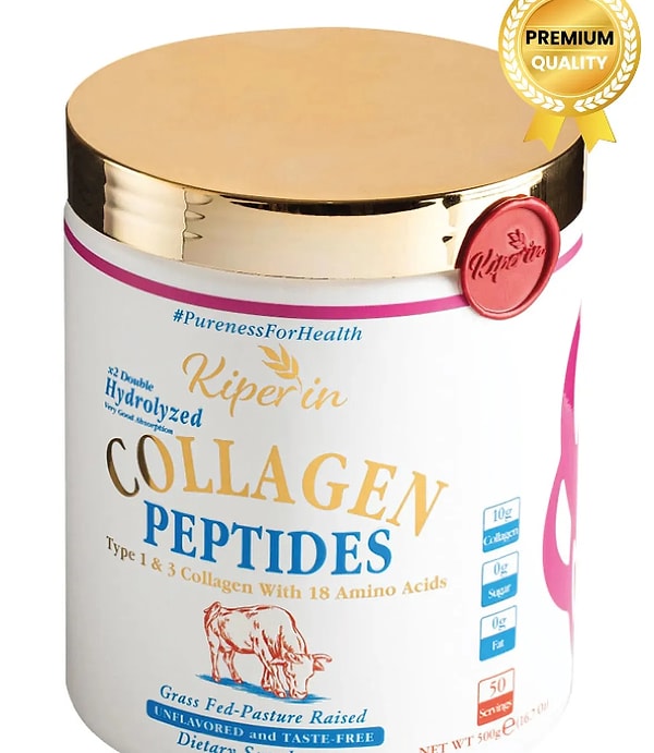 16. Kiperin Collagen %100 Saf Ve Doğal Yüksek Biyoaktif Çift Hidrolize Kolajen Peptitler içeren Diyet Takviyesi(50günlük)