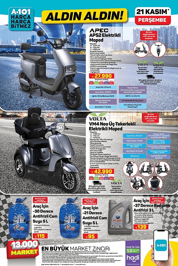 APEC Elektrikli Moped 27.990 TL