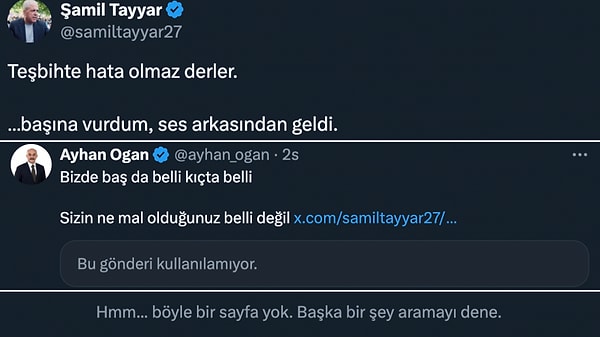 Şamil Tayyar, paylaşımını sildi.