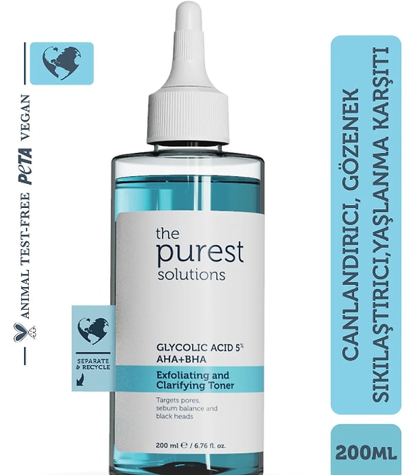 5. The Purest Solutions Canlandırıcı Ve Gözenek Sıkılaştırıcı Tüm Ciltler Için Glikolik Asit Tonik 200 Ml