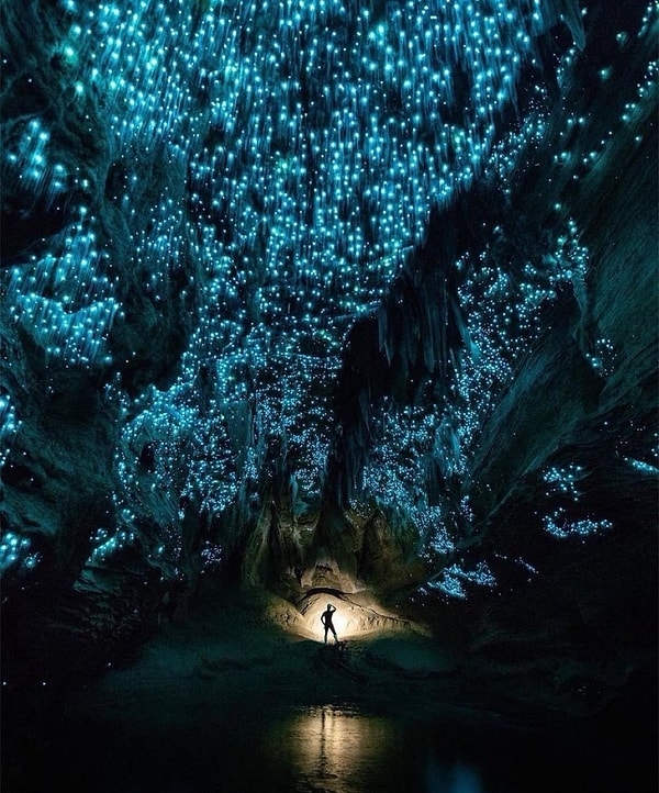 4. Yeni Zelanda'da yer alan Waitomo Glowworm Mağaraları büyülü bir atmosfer sunuyor.