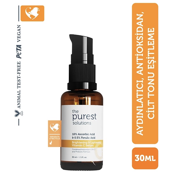 5. The Purest Solutions C Vitamini Aydınlatıcı ve Ton Eşitleyici Cilt Bakım Serumu - 30 ml