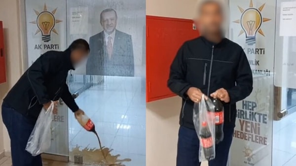 Cumhurbaşkanı Erdoğan'ın siluetine kola sıçrattılar, "Cumhurbaşkanına hakaretten" gözaltına alındılar.