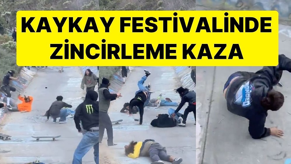 Kaykay Festivalinde Zincirleme Kaza! Sporcular Yerden Kalkamadı