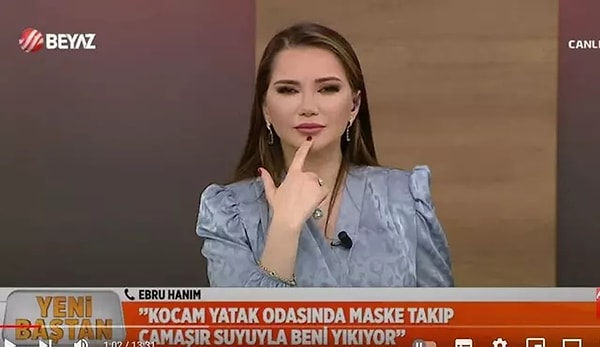 10. Yayına bağlanarak Esra Ezmeci'ye "Eşimle birlikte olurken hala maske takıp sprey sıkıp öyle birlikte olmak istiyor, bunu nasıl aşacağım?" diye soran kadın.