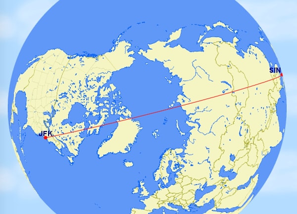 1. Dünyanın en uzun uçuşu: New York - Singapur