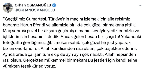 Son paylaşımı da Üsküdar'da bir mekanda gördüğü muamele üzerine.