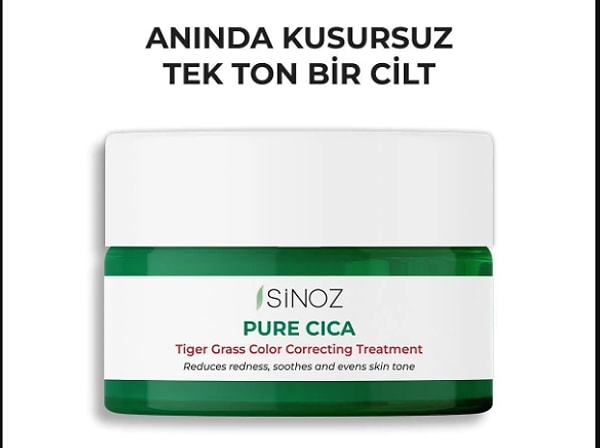 15. Sinoz Pure Cica Tiger Grass Ton Eşitleyici Yoğun Onarıcı Yatıştırıcı Kızarıklık Karşıtı Yüz Kremi 15 ml