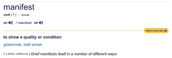 Cambridge ise 2024 yılının kelimesini 'manifest' olarak seçti.
