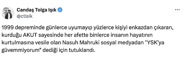 Gündem olan tutuklama sonrası "Nasuh Mahriki neden tutuklandı?" sorusu gündem oldu. Mahruki'nin Yüksek Seçim Kurulu (YSK) ile ilgili sözleri nedeniyle tutuklanmasına tanınmış isimlerden de tepki var 👇🏻