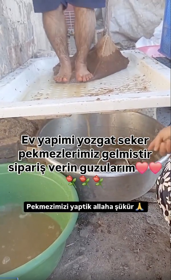 Sosyal medyada yayılan bir videoda bir amcamızla bir teyzemiz pestil yaparken görüntüleniyor.