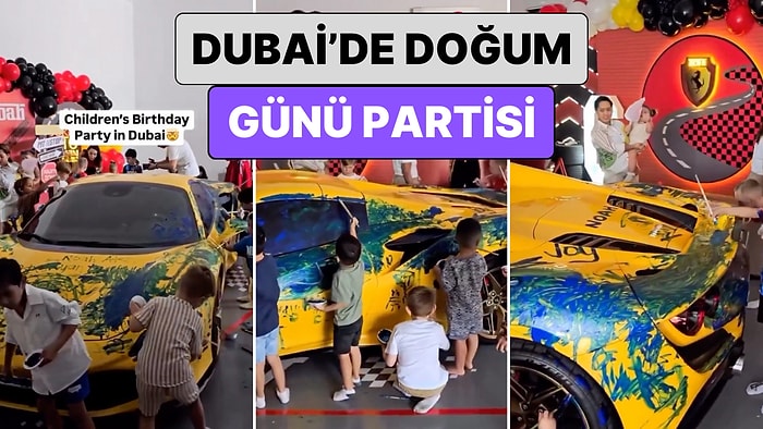 Yine Zenginin Malını Çenemizi Yordu: Dubai'de Bir Doğum Günü Partisinde Çocuklar 500 Bin Dolarlık Aracı Boyadı