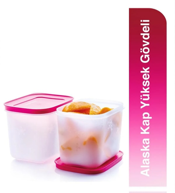 14. Tupperware Alaska Kap Yüksek Gövdeli 2'li Set 1.1 L