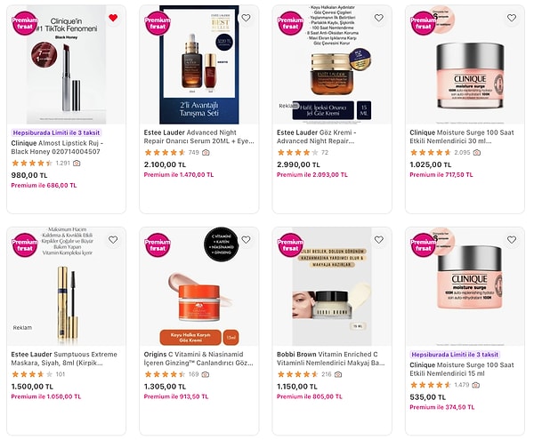 Clinique, Estee Lauder, Origins ve Bobbi Brown Premium'a Özel Sepette %30 İndirim