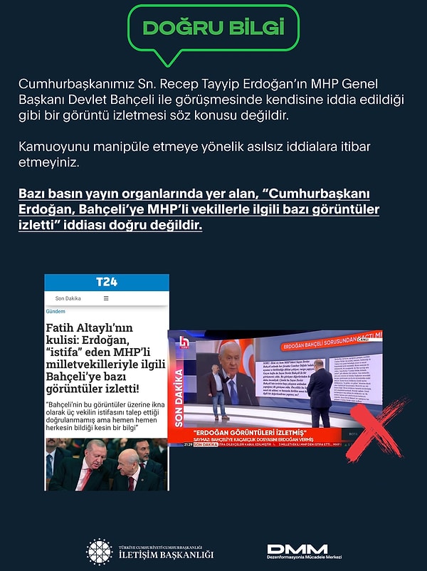 Dezenformasyonla Mücadele Merkezi'nden yapılan açıklamada Fatih Altaylı'nın bu iddiasının doğru olmadığı belirtildi. İşte o açıklama: