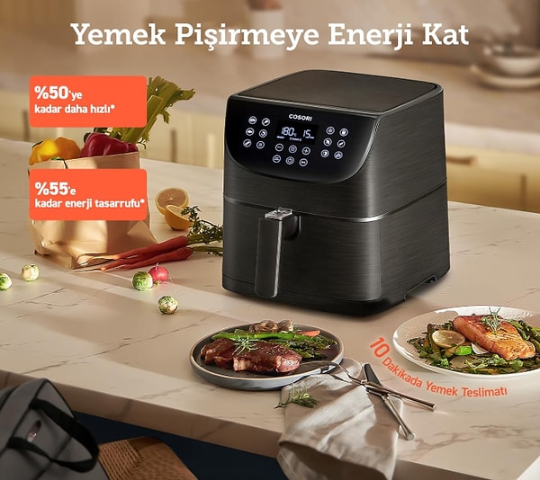 8. COSORI Airfryer Sağlıklı ve Verimli 5,5 L Sıcak Hava Fritözü