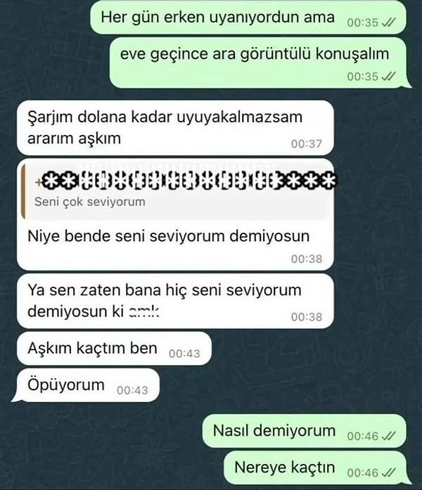 Sıra geldi üste çıkmaya: "Niye 'ben de seni seviyorum' demiyorsun?" 👇