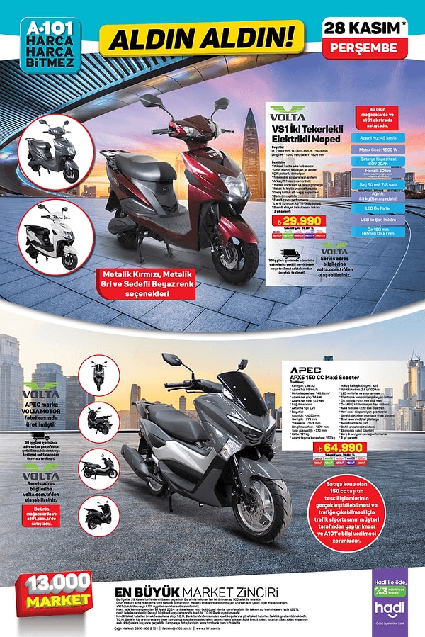 Volta VS1 İki Tekerlekli Elektrikli Moped 29.990 TL