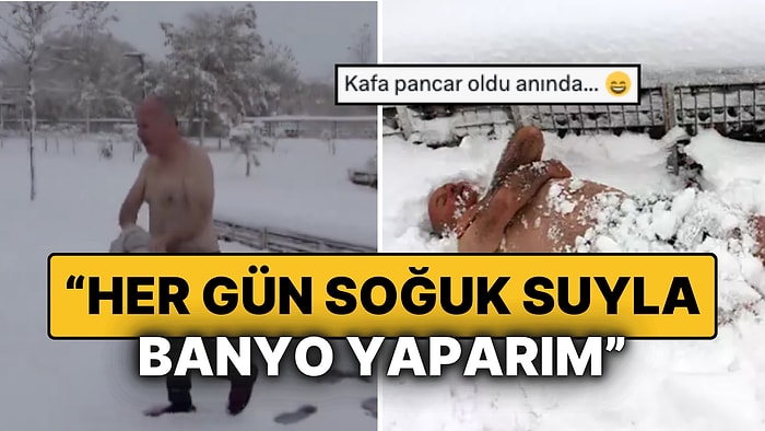 Aksaray'da İlk Karın Keyfini Böyle Çıkardı: 65 Yaşındaki Sami Yüksel'den Geleneksel Kar Banyosu