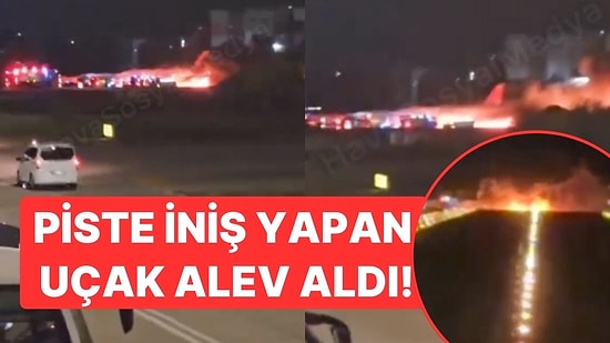 Antalya Havalimanı'nda Panik! Rus Havayolu Şirketinin Uçağı Alev Aldı