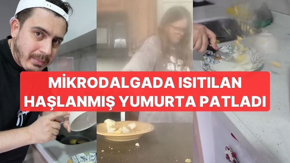 Mikrodalga Fırına Koyulan Haşlanmış Yumurta Kesmeye Çalışırken Patladı