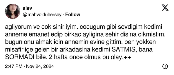 Bir kullanıcı da annesinin yaptığı korkunç bir şeyi anlattı. Anlatırken de adeta sinirlerine hakim olamadı.