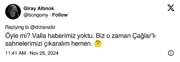 Ancak bu iddia jet hızıyla Giray Altınok tarafından yalanlandı ve içimize su serpildi.