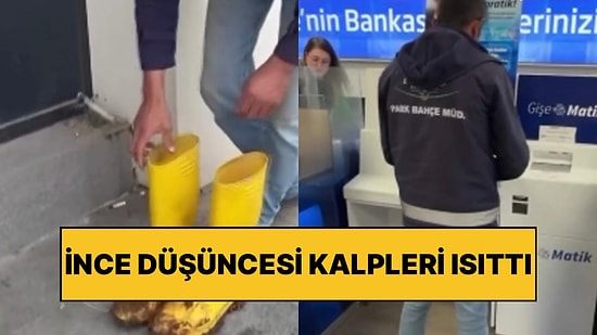 Kilis’te Bir Belediye İşçisi Bankaya Girerken Kirlenmesin Diye Çamurlu Çizmelerini Çıkardı