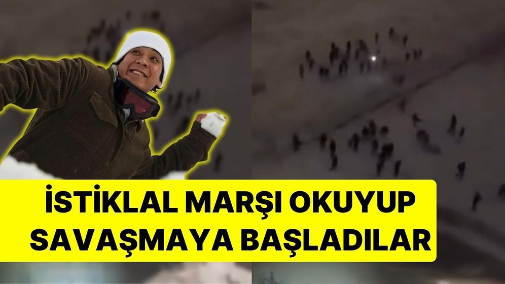 İki Erkek Yurdu Arasındaki Kar Topu Savaşında Güldüren Anlar: İstiklal Marşı Okuyup Savaşmaya Başladılar