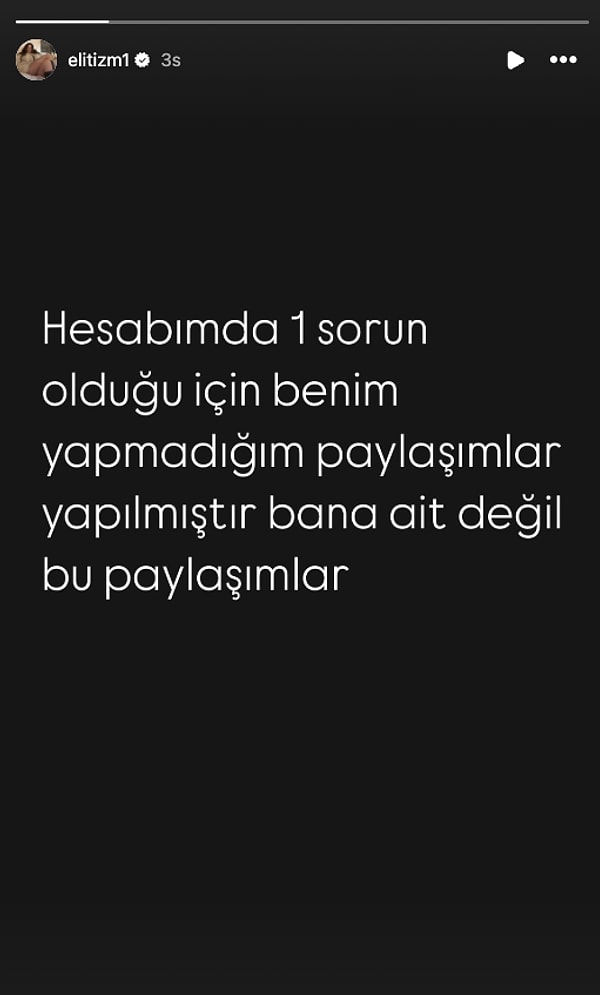 Attığı storyleri 50 dakika içerisinde silen Bahar Candan "Hesabımda bir sorun olduğu için benim yapmadığım paylaşımlar yapılmıştır. Bana ait değil bu paylaşımlar" diyerek r yaptı.