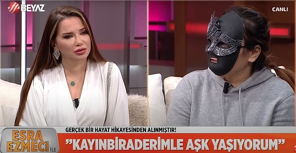 Beyaz TV'de Yeniden Başlayalım isimli programı sunan Uzman Psikolog Esra Ezmeci, 'İtiraf Köşesi' adlı bölümde duyduklarıyla neye uğradığını şaşırdı. Gönül isimli kadın eşinin abisiyle birliktelik yaşadığını ve yaşamaya devam ettiğini hatta çocuğunun kaynından olabileceğini itiraf etti!