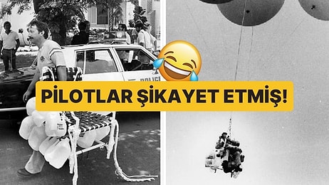 Bahçe Sandalyesine 40 Adet Balon Bağlayarak 4.877 Metre Yüksekliğe Çıkan Adam