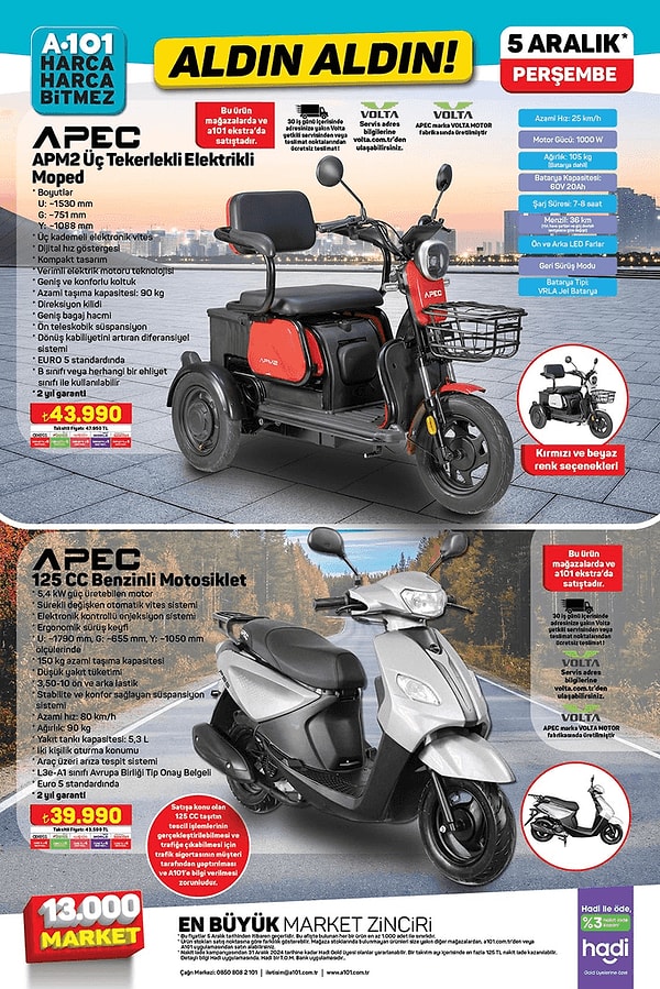 APEC 125CC Benzinli Motosiklet 39.990 TL