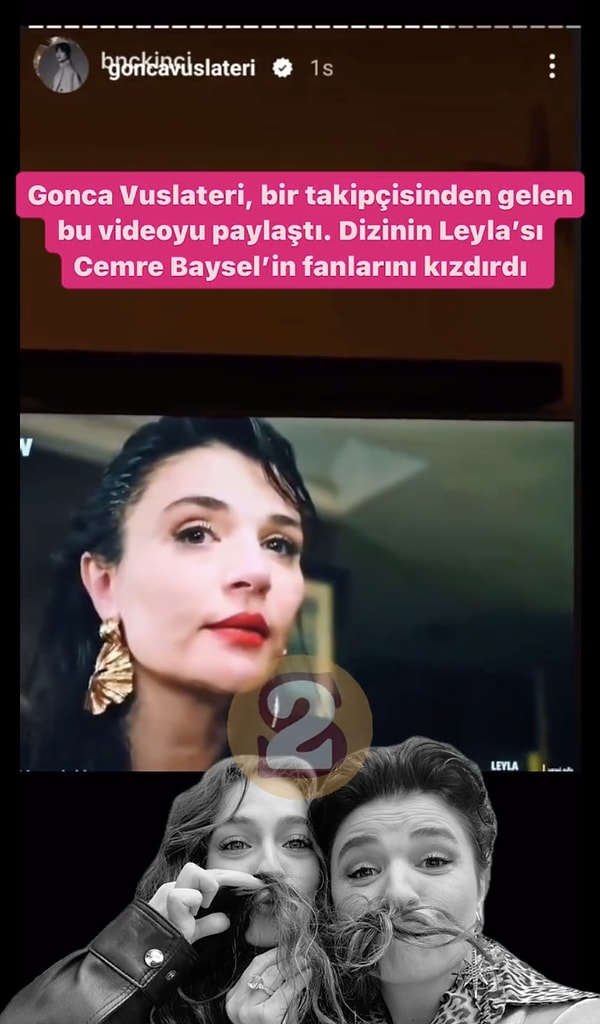 Söz konusu paylaşımı silen Vuslateri yine de sosyal medyada gündem olmaktan kaçamadı. 2. Sayfa söz konusu paylaşımı yayınlarken Leyla'yı canlandıran Cemre Baysel fanları, Vuslateri'ye tepki gösterdi.