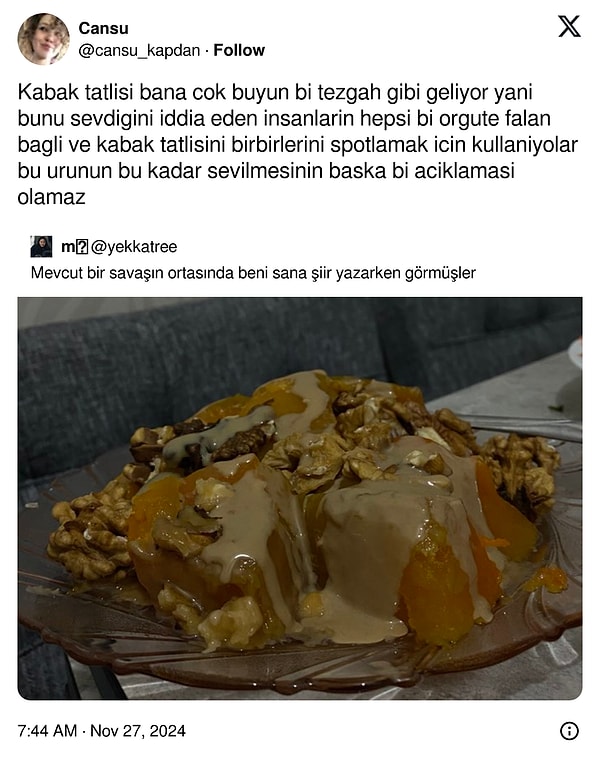 Anlaşılan o ki daha gençsin. Kabak tatlısını sevecek olgunlağa erişememişsin.