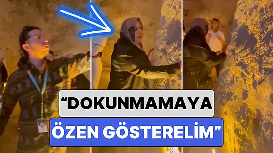 Turist Rehberinin "Dokunmamaya Özen Gösterelim" Dediği Noktaya Dört Elle Sarılan Teyze Viral Oldu