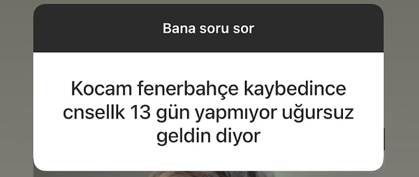 Ezmeci de eşinin futbol nedeniyle yaşadığı üzüntünün cinsellikten uzaklaşmak için bir gerekçe olamayacağını, bu durumu bir bahane olarak görerek net bir şekilde karşı koyması gerektiğini söyledi.